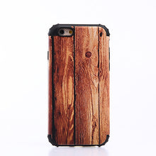 2 in 1 Shockproof Silicon Bumper Wooden Patern Case Cover for iPhone 5S 6S Plus 7 Plus with Metal Sheets for Magnetic Holding